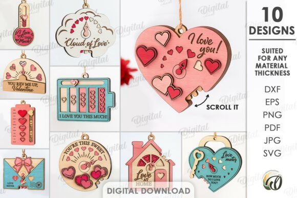 Valentines Day Gift Ornaments Bundle 137689085 Creativo Digital
